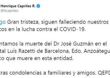 Capriles reportó el deceso de un médico anzoatiguense por causa del coronavirus