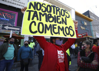 Grupo de comerciantes protestó en Bogotá por cuarentena