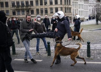 Bélgica arresta a 300 en protesta contra medidas antivirus