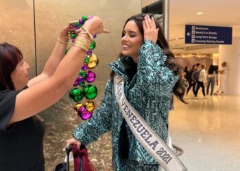 Miss Venezuela Amanda Dudamel llegó a New Orleans para participar en el Miss Universo