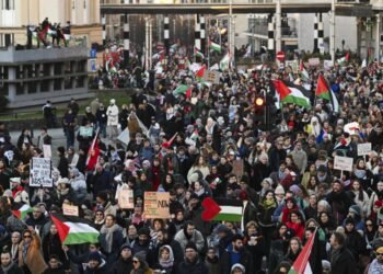 Unas 9.000 personas se manifiestan en Bruselas para pedir un alto al fuego en Gaza