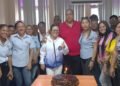 Representantes de Sintraudo celebraron con una torta cuatro años sin aumento salarial