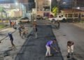 Plan de bacheo avanza en Lechería con más de 25 toneladas de asfalto colocadas