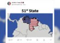 Trump comparte una imagen del mapa de Venezuela pintado con la bandera de Estados Unidos