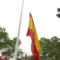 La bandera de España cae durante desfile militar ante la mirada del Rey Felipe VI en Vigo