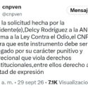 CNP pide derogar la Ley Contra el Odio tras solicitud de reforma de Delcy Rodríguez