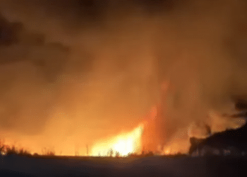 Fuentes vinculadas con las labores bomberiles indicaron que las llamas comenzaron en un canal de desagüe